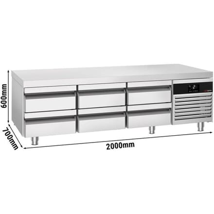 GGM Gastro Horeca koelonderbouw PREMIUM - +2°C tot +8°C - 2000mm - 6 lades - 6x GN 1/1 zilver
