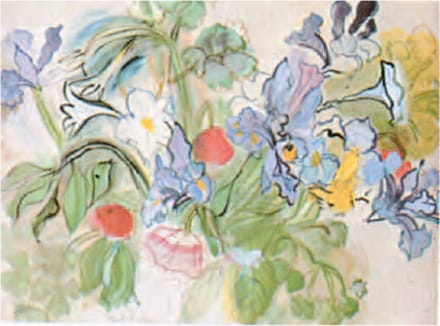 Mini kunstposter - Raoul Dufy - Klaprozen en irissen - 24x30 cm