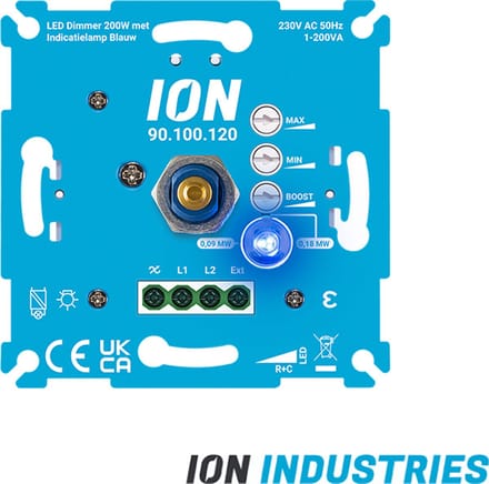 ION INDUSTRIES | LED Dimmer 200 Watt met Indicatielamp Blauw
