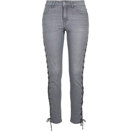 Urban Classics - Denim Lace Up Skinny jeans - Taille, 29 inch - Grijs