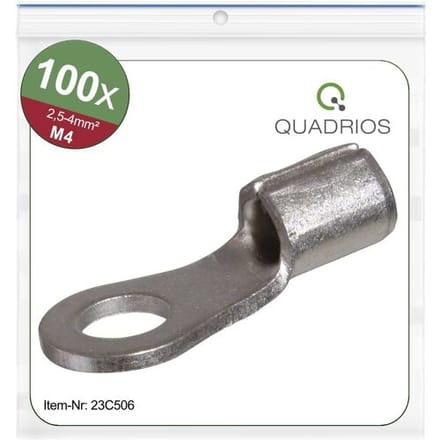 Quadrios 23C506 Ringkabelschoen Dwarsdoorsnede (max.): 4 mm² Schachtdiameter: 4.3 mm Ongeïsoleerd 100 stuk(s)