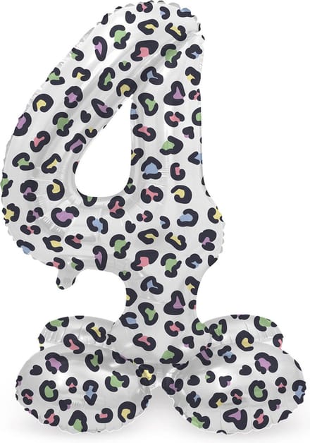 Staande Folieballon Cijfer 4 Bright Panther - 41 cm