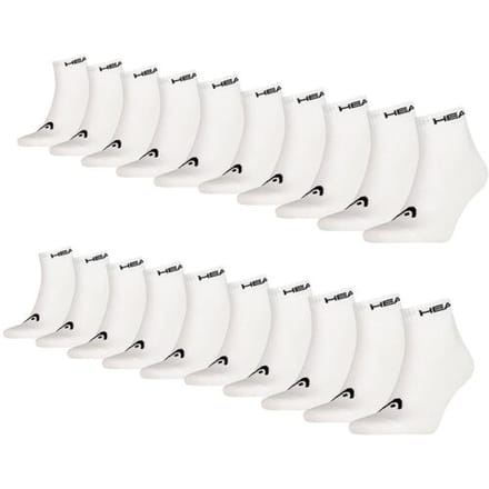 HEAD Quarter Sokken - 20 paar enkelsokken - Unisex - Wit - Maat 35/38