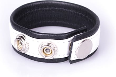 Leren cockstrap - zwart/wit