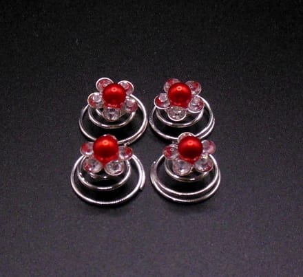 Curlies rode parel met 5 blad strass