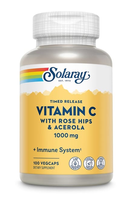 Solaray Vitamine C 1000mg met Rozenbottel & Acerola Vertraagde Afgifte 100 vegacapsules