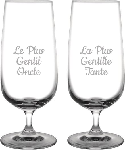 Bierglas op voet gegraveerd - 41cl - Le Plus Gentil Oncle & La Plus Gentille Tante