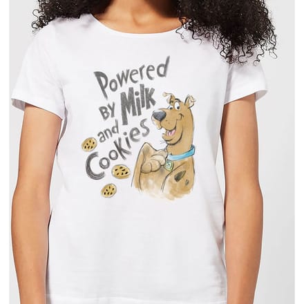 Scooby Doo Powered By Milk And Cookies Women's T-Shirt - White - S