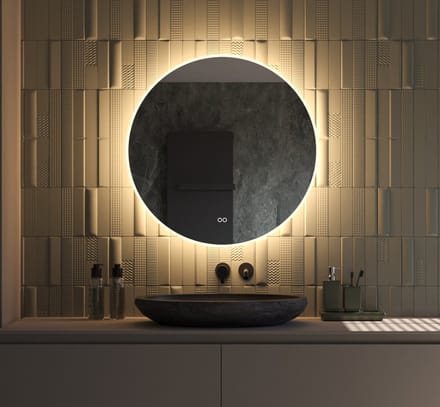 Schaere - Ronde Badkamerspiegel - LED Verlichting - Spiegel Verwarming - Touch Sensor - Dimfunctie - 80x80 cm
