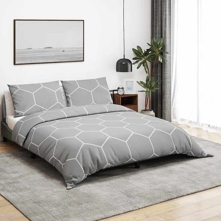 vidaXL - Dekbedovertrekset - 140x200 - cm - katoen - grijs - en - wit
