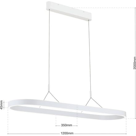 ORION Carrara LED hanglamp, wit, in hoogte verstelbaar, CCT