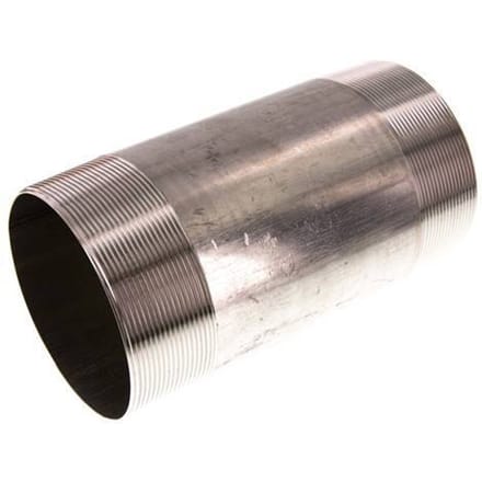 R 4'' RVS Dubbele Pijpnippel 20 Bar DIN 2982 - 200mm - FL2S-M-ST-400R-200L