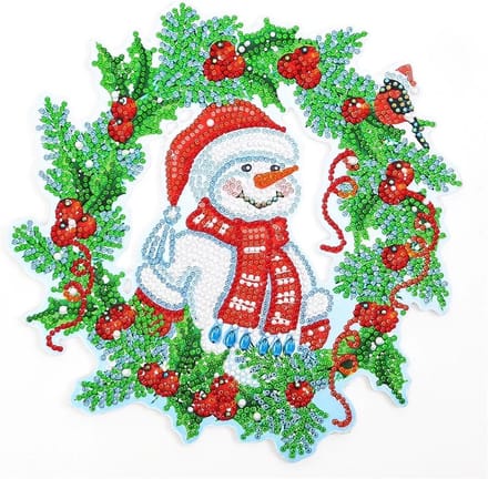 Diamond Painting Kerst Krans Sneeuwpop