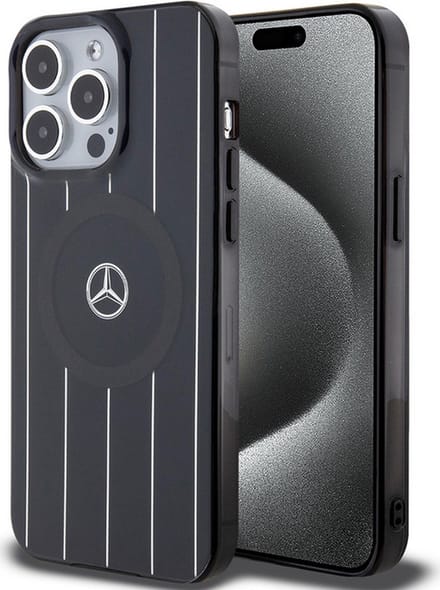 iPhone 15 Pro Backcase hoesje - Mercedes-Benz - Effen Zwart - Kunststof