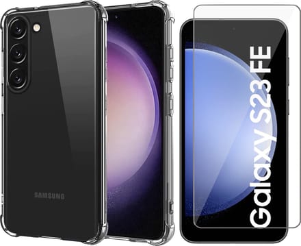Hoesje geschikt voor Samsung Galaxy S23 FE - Screenprotector Glas - Shockproof Transparant