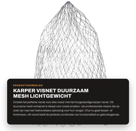 Dailygoods- Karpervisnet Duurzaam - Schepnet Vijver - Schepnet Vissen - Lichtgewicht - Ongeknopt Net - 7 Maten Beschikbaar