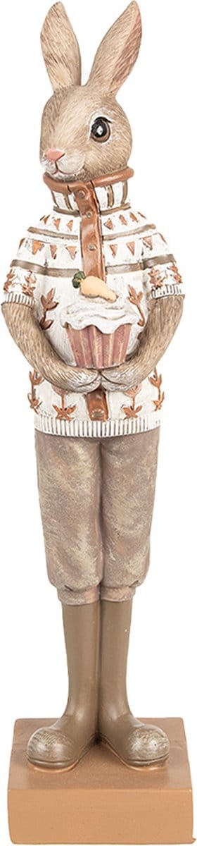 Clayre & Eef Beeld Konijn 28 cm Bruin Beige Polyresin