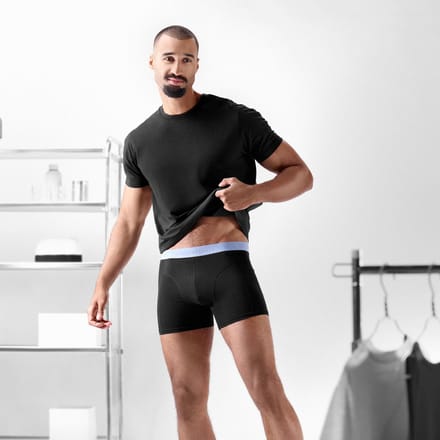 FreeFeel | Zwarte bamboe boxershort met lichtblauwe tailleband