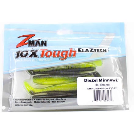 Zman Leurre doux Diezel MinnowZ 4 pouces 5 par paquet Hot Snakes (3134)
