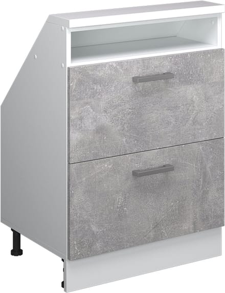 Vicco Rion Kast voor schuine wand – met 2 laden Beton/Wit