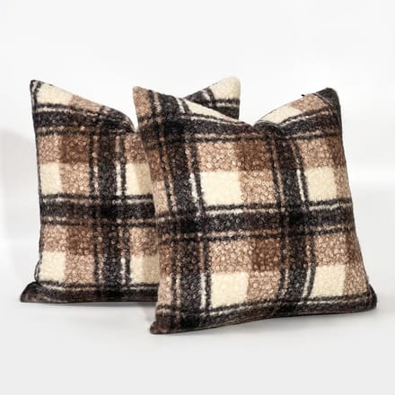 Set van 2 Sherpa Geruite Kussenslopen 50x50 cm – Zacht & Warm Herfst/Winter Sierkussenhoezen