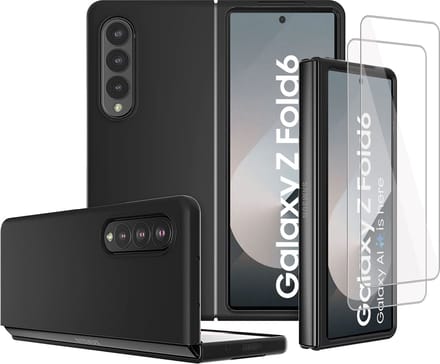 Geschikt voor Samsung Galaxy Z Fold 6 - Hoesje + 2x Screenprotector – Gehard Glas Cover + Shock Proof Case – Transparant