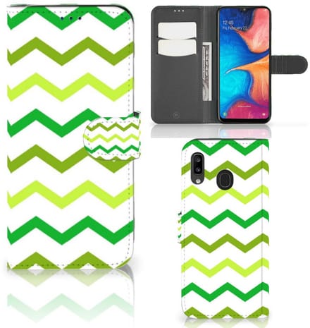 Samsung Galaxy A30 Telefoon Hoesje Zigzag Groen
