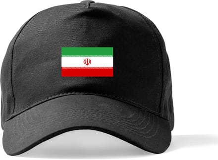 Zwarte Pet Beechfield met Wereldvlaggen, land Iran klittenbandsluiting