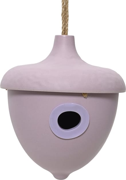 Decoris Vogelhuisje - bamboe hout - lila paars - D17 x H19 cm - nestkastje