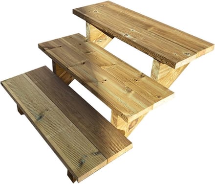 Buitentrap H54cm - 3 treden van hout zonder optrede