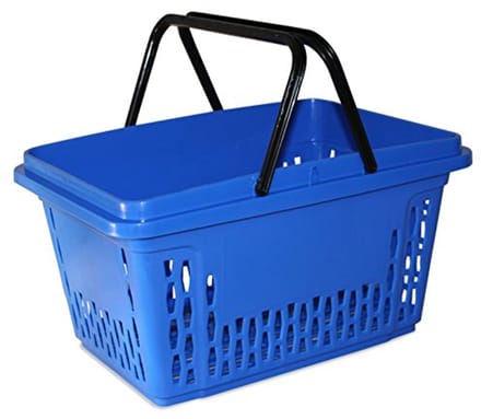 Kunststof winkelmandjes 40 liter met 2 handvatten