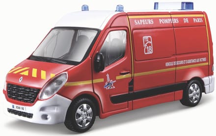 Bburago Renault Master - Modelauto - Schaal 1:50 - Rood/Wit/Geel