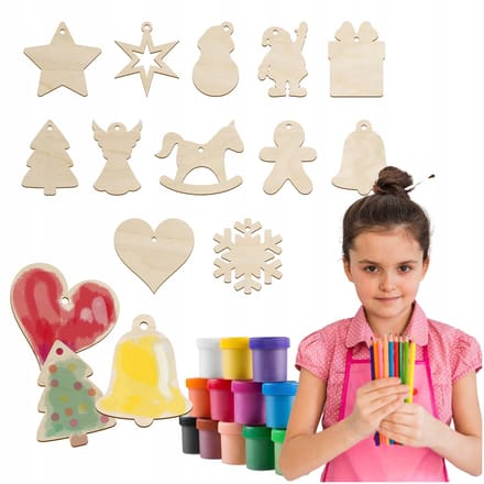 SMX Design - Scrapboek Houten Versieringen - Kerst Mix - 50 Stuks - Laser Gesneden