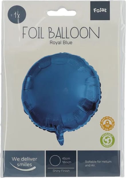 Folat - Folieballon Rond Blauw - 45 cm