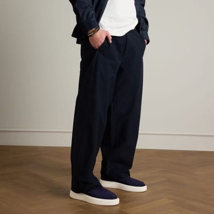 Manfield - Heren - Donkerblauwe suède loafers - Maat 44