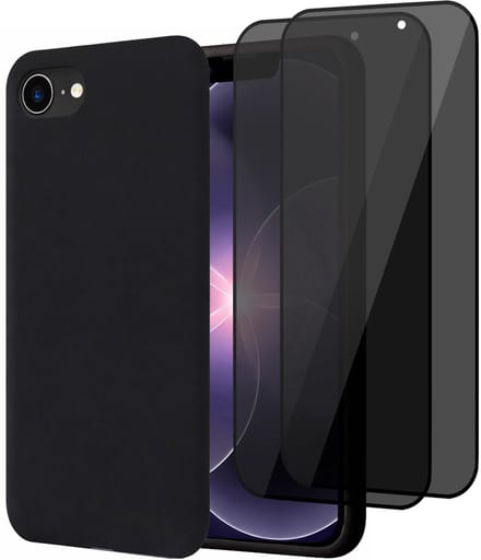Hoesje geschikt voor iPhone 17e - 2x Privacy Screenprotector Volledig Dekkend Glas - Mat Back Case Zwart