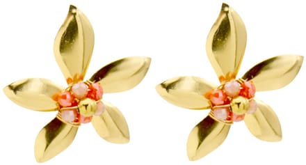 Oorbellen - RVS - bloem - oranje - 3,5 cm