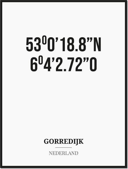 Poster/kaart GORREDIJK met coördinaten
