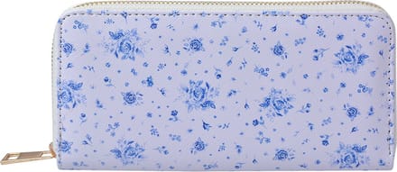 Juleeze Portemonnee 10x19 cm Wit Blauw Polyester Roosjes