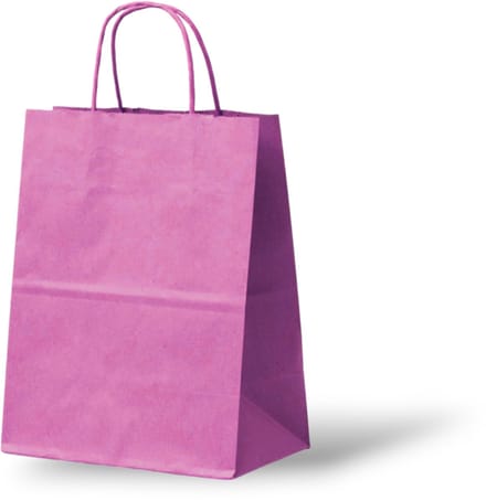 Roze Kraft Tas (Medium) - Papieren Tassen - 24x12x31 cm - 50 Stuk