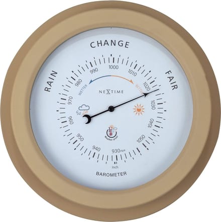 NeXtime Orchidee – Barometer – 22 cm – Metaal – Bruin – Weerbestendig