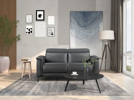 Lund-2Zitsbank - 1 Elektrische Relax - Grijs PU