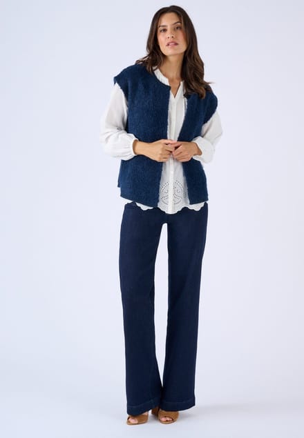 Damart - Mouwloos vest van bouclette-breisel - Dames - Blauw - S