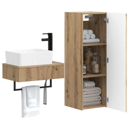 vidaXL - Badkamerkast - set - 2 - st - Artisanaal - eiken - 33 - x - 34,5 - x - 100 - cm