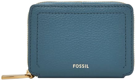 FOSSIL Kaarthoes Logan Zip Around Card Case RFID Drizzle Blauw