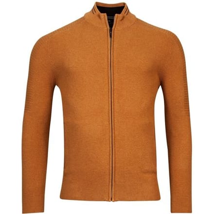 Baileys Vest Cardigan Zip Allover Structure Knit Ochre Melange / male