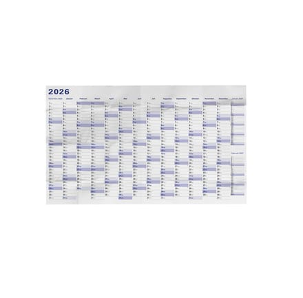Huurdies - Jaarplanner 2026 - Gevouwen naar A4 - 98x68cm