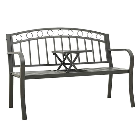 vidaXL - Tuinbank - met - tafel - 120 - cm - staal - grijs