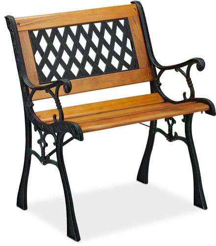 tuinstoel met armleuning - 73x62x 52,5 cm - hout - gietijzer - tot 100 kg