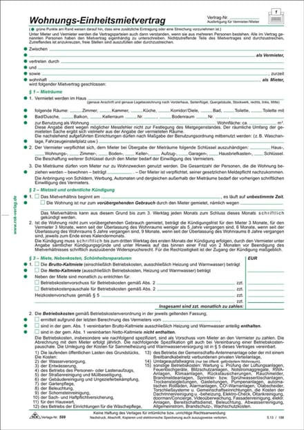 RNK Verlag 'Uniform huurcontract voor appartementen', DIN A4